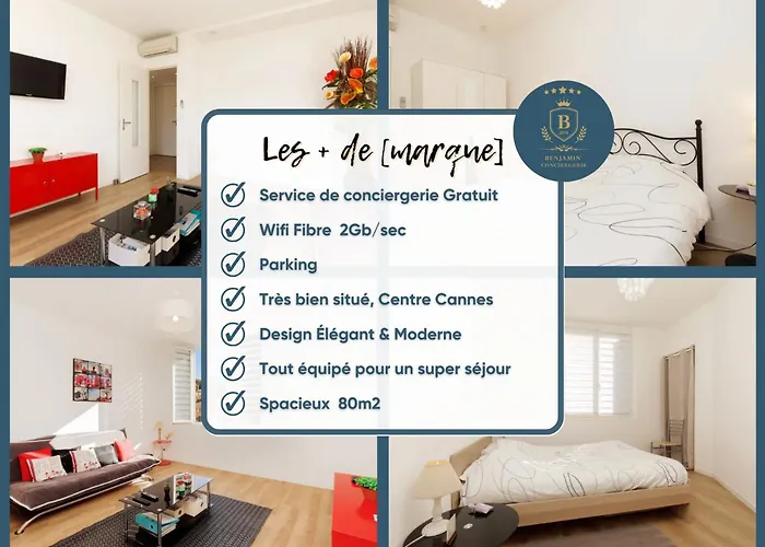 Supercannes Center - Parking - Spacieux 70 Metres - Clim - Wifi
